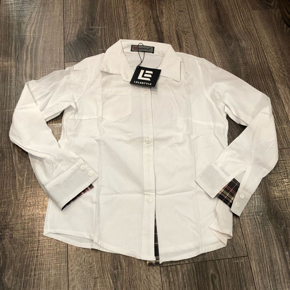 NEW LELESTYLE Men's Classic White Button Down Shirt